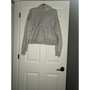 Zeagoo Hooded Half Zip Pullover Cropped Sweatshirt Xl Gray Nwt